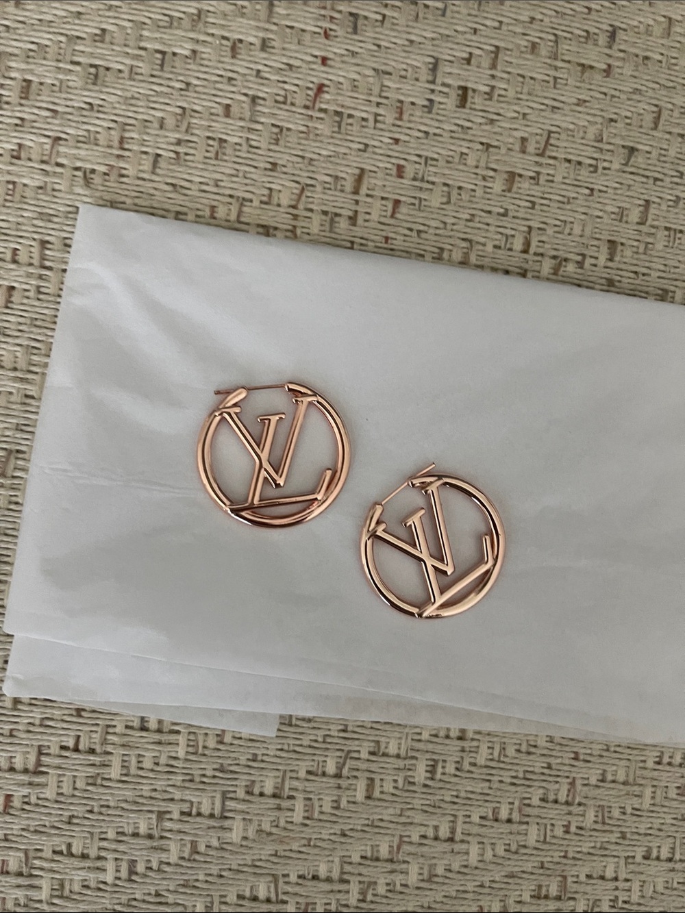 Rose Gold LV Circle Earrings